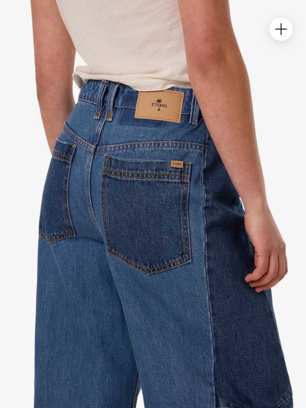 Thrills Two-Tone Blue Wide-Leg Jeans